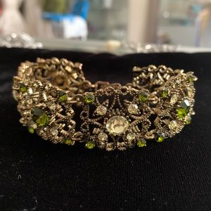 🆕🔥Laced Sage Green Antique Gold Bracelet
